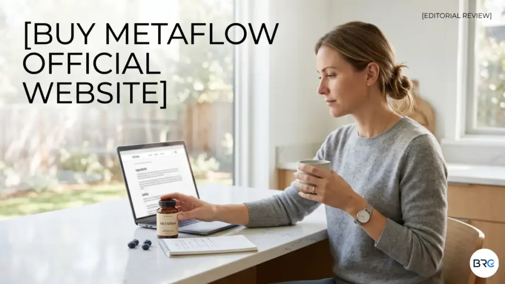 Buy MetaFlow Official Website featured image showing MetaFlow drops with natural blood sugar support ingredients in a premium wellness workspace.