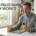 Does ProstaVive Really Work featured image showing ProstaVive supplement with happy middle-aged man and natural prostate health ingredients.